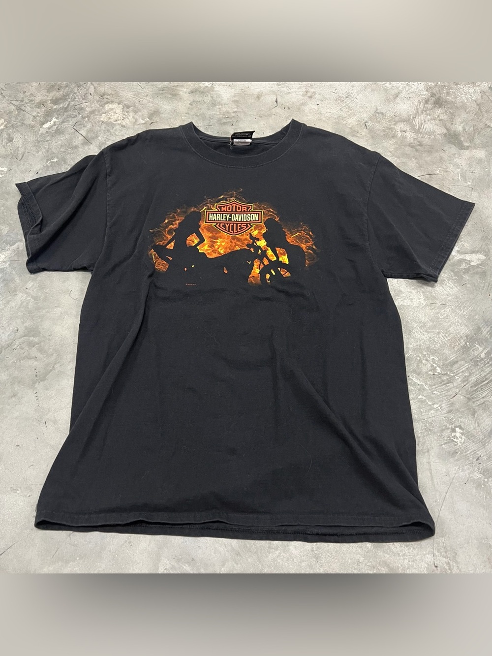 Y2k Vtg Harley-Davidson Shirt West Palm Beach Shark Florida Sz Large Flames Girl